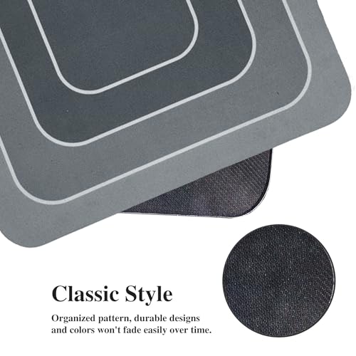 Image of Amazon Brand - Solimo Silicone Kitchen & Bath Mat (Pack of 2) | Grey | Anti-Fatigue Comfort Foam | Waterproof & Anti-Slip | 60 x 40 cm & 40 x 120 cm| Quick-Dry & Easy Clean