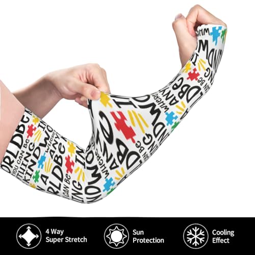 LVGOOKI Autism Arm Sleeves Fashion Autism Awareness Sun Sleeves Packable Outdoor Arm Sleeves for Women and Men - Image 4