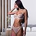 YANZIYAN Women's Leopard Lingerie Sets Cheetah See Through Mesh Bra and Panty (White, Large)