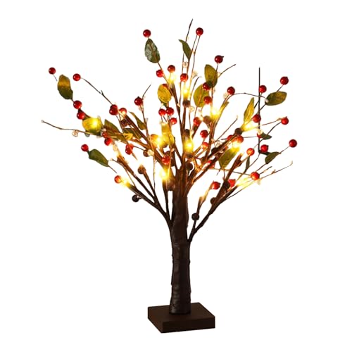 Decorazione natalizia albero luminoso per interni con 24 LED, luce a LED, decorazione autunnale, albero luminoso con foglie, decorazione natalizia per casa, festa, compleanno, matrimonio, decorazione