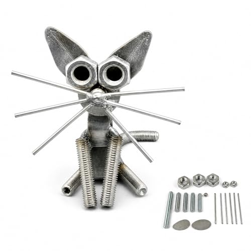 ElaraBerry 19 Pcs Cat Welding Practice Kit 3D Cat Sculpture Carbon Steel Art DIY Metal Set Beginner to Advanced Precision Welding Training Kit with Instructions for Mig/tig/arc/gas/brazing