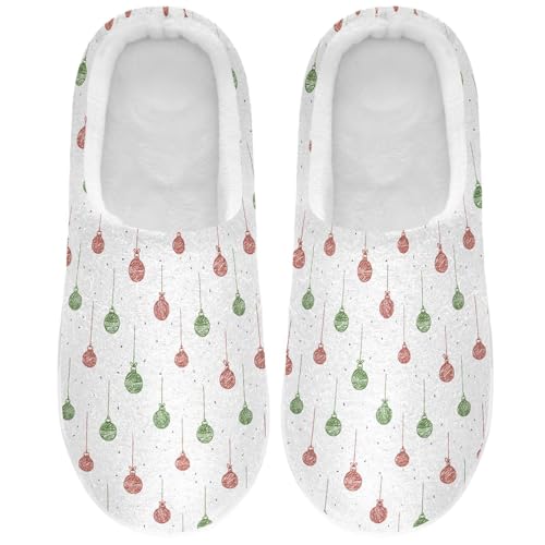 Fuzzy Memory Foam Slippers for Women/Men Line Christmas Ball Pattern Fluffy Winter House Shoes Indoor and Outdoor2