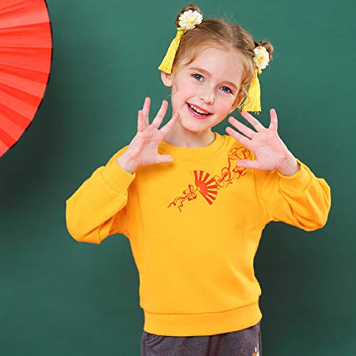 Quenny Autumn New Children's Clothing,Chinese Style Folding Fan Printed Girls' Sweater.3