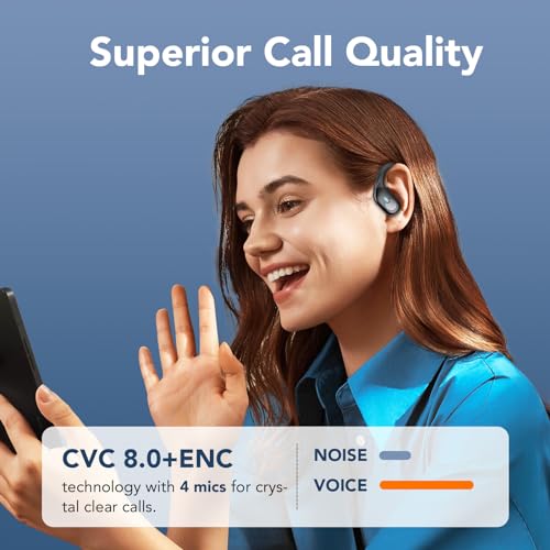 IKT Bluetooth Kopfhörer Sport, Kopfhörer Kabellos Bluetooth 5.3 mit 4 Mics, ENC Noise Cancelling Earbuds, 60 Std Spielzeit, Bassversion 2.0, IPX7 Wasserdicht Kopfhörer mit Ohrhaken(Schwarz) – Bild 6