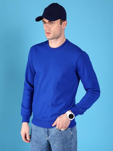 Image of The Indian Garage Co Men Regular Fit Solid Crew Neck Overhead Sweatshirt