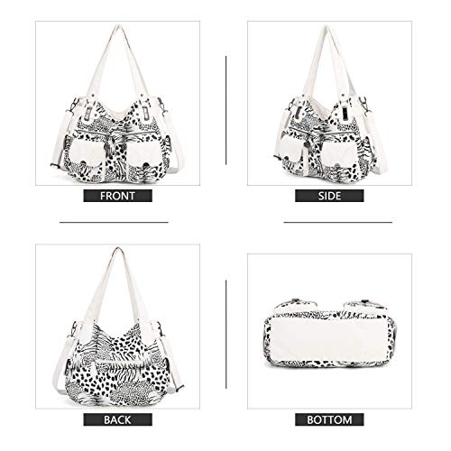 Image of Angel Kiss Women's Designer Handbag Large Double Zipper Multi Pocket Washed Leather Purse