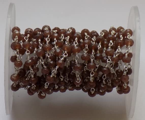 Chaîne quartz fumé LKBEADS en fil enveloppé argent 925 pour éviter la casse de vos bijoux