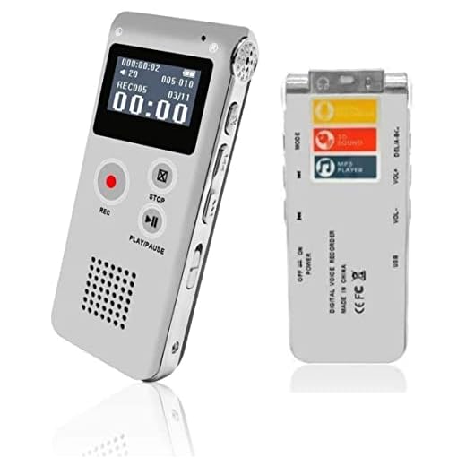 Digital Voice Recorder, MP3 Dictaphone with Playback, Rechargeable Tape Dictaphone Recorder for Lectures, Meetings, Interviews, Mini Audio Recorder, MP3 Player (16GB)