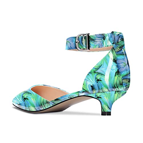 Image of Aachcol Women Kitten Low Heel Ankle Strap Pumps Pointed Toe Sandals Dress Shoes Party Office Wedding 1.5 Inch