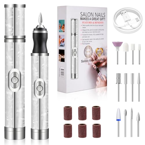 Electric Nail File, Professional Nail Drill Machine for Acrylic and Gel Nails, 20000RPM Adjustable Speed Electric Nail Drill with 12 Drill Bits, for Various Nails and Shapes