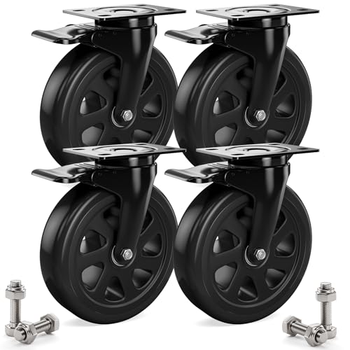 Schwerlastrollen 4Stück Asibaade 125mm Lenkrollen inkl. Montagezubehör Transportrollen mit Bremsem 360° Drehung bis 720KG Tragbarkeit keine Spuren & Leise Rollen für Möbel