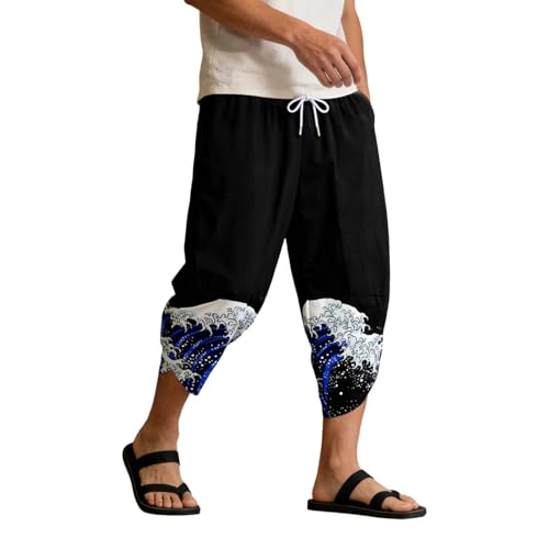 Pantalon décontracté homme style ethnique aux finitions amples et fluides