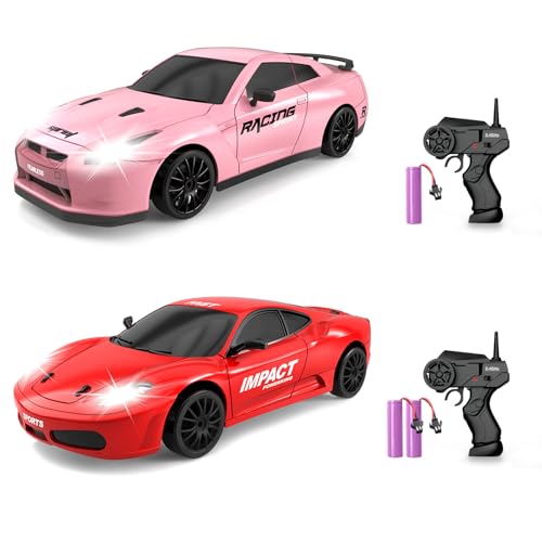 Image of YUAN PLAN 2PCs Drift Car, 2.4ghz 1/24 High Speed Remote Control2PCS Drift Car RC Cars Drifting RC Car Racing Car Model Vehicle, 4WD Racing Car Toy Car with LED Lights for Boys Girls Adults