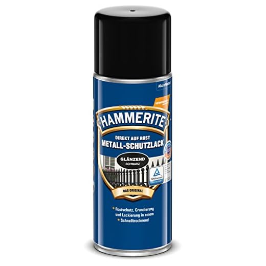 AKZO NOBEL (DIY HAMMERITE) Metall-Schutzlack glänzend Schwarz 0,400 L, 5087590 Farbe: Schwarz