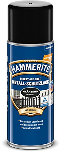 Hammerite Metallschutzlack Spray Glänzend, 3in1- Rostschutz, Schwarz, 400 ml