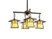 Arroyo Craftsman CCH-8/4BTN-S Carmel 4 Light Chandelier with Bungalow Overlay, 8", Slate Metal Finish, Tan Glass