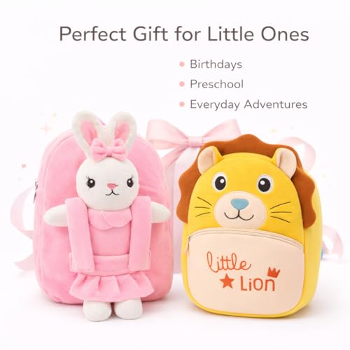 Image of Cartoon Plush Kids School Bag 2-6 Years | Soft Toy Backpack for Boys & Girls | Toddler Nursery Preschool Bag | Lightweight Adjustable Straps