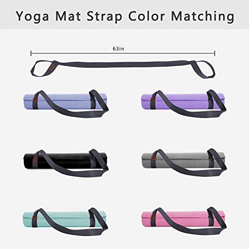 Wesyy Hiinhouse Yoga Mat Strap, Easy-Cinch Yoga Mat Sling, Premium Adjustable Cotton Yoga Mat Carrier, Multiple Color Choices (Yoga Mat Not Included), 03.Dark Gray #TOP3