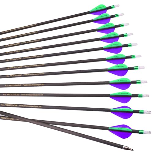 6/12pc Custom Length Carbon Arrows Spine 300 350 400 500 600 700 800 Removable Tips 2