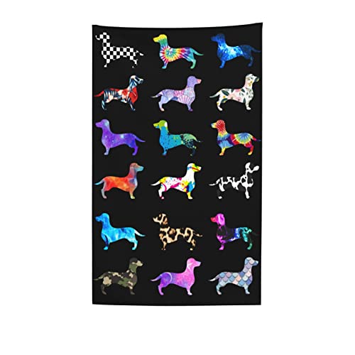 Microfiber Beach Towel Dachshund Towel Dachshund Dog In Tie Dye Mermaid Fish Scales Camo Leopard Print Galaxy Checkered Design Towel Quick Dry Super Absorbent Towel Oversized Sand Free Towel,31" X 51" #TOP1