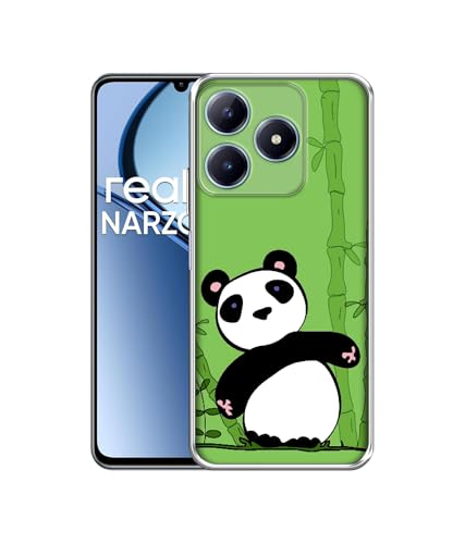 Image of Casotec Panda with Bamboo Printed Silicon Soft TPU Back Case Cover for Realme C63 4G / Narzo N63 4G
