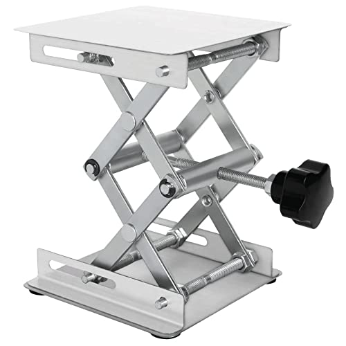 Table élévatrice 100x100mm en acier inox à hauteur ajustable micrométrique