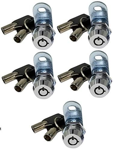 Admiral Locks 5/8” Tubular Cam Lock, Keyed Alike Removable Key RV Compartment Storage Lock Cabinet Locks (5/8 Inch 90°, Chrome Pack of 5)