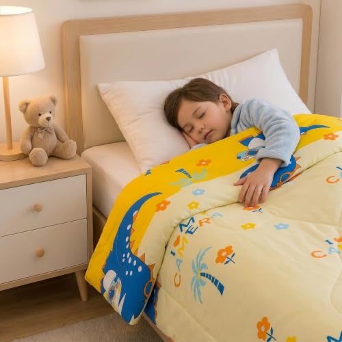 Image of Filymore Camera Comforter for Kids Girls - Cute Cartoon Print Single Bed Blanket, Microfiber Dohar for Boys & Girls | Soft Kids Winter & Summer Quilt |60x90 Inches (Yellow)