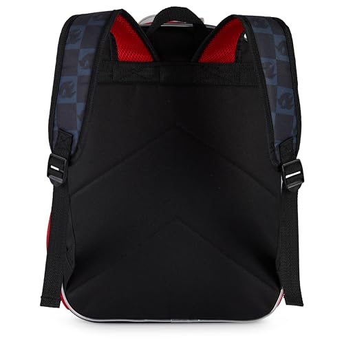 Image of AI ACCESSORY INNOVATIONS Sonic The Hedgehog Backpack for Boys & Girls, Shadow 16 Inch Schoolbag with Die-cut Metallic Gold Ring Pocket, Black