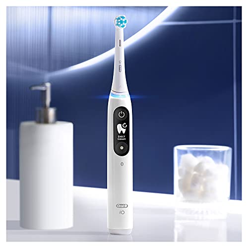 Oral-B iO Series 6 Elektrische Zahnbürste/Electric Toothbrush, Doppelpack mit 2 Aufsteckbürsten, 5 Putzmodi für Zahnpflege, Magnet-Technologie, Display, Geschenk für Sie/Ihn, white/pink sand – Bild 4