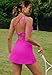 LAMISSCHE Womens Tennis Dress Built With Bra And Shorts Workout One Shoulder Mini Dress Athletic Cut Out Golf Dress(Hot Pink,XS)