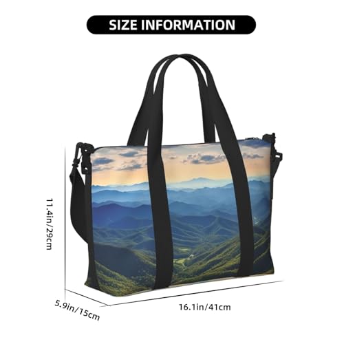 Blue Ridge Parkway Mountains Duffle Bag for Men Women Gym Bag with Shoes Compartment Travel Bags Lightweight Overnight Bags2
