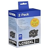 LC103XL Black Ink cartridges Compatible for Brother Printer Ink LC103 LC101 LC101XL Ink cartridges Work with Brother MFC-J870DW MFC-J6920DW MFC-J6520DW MFC-J450DW MFC-J470DW (2 Black)