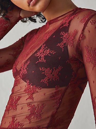 Image of JOKELAMB Women's Lace Mesh Bolero Shrug, Long Sleeve Crop Cardigan | Lace, Long Sleeve, Y2K, Floral,Adds Elegant Arm Coverage for Camisoles Dresses