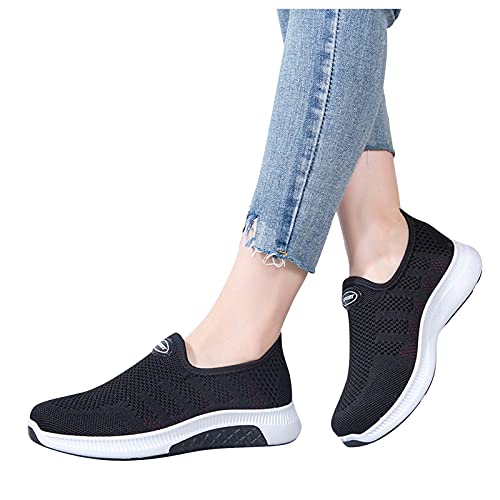 Yigghn Scarpe da ginnastica da donna, per il tempo libero, alla moda, da trekking, con suola morbida, comode, per corsa, sport, tempo libero, fitness, corsa, con lacci, Sneaker nere, 37 EU