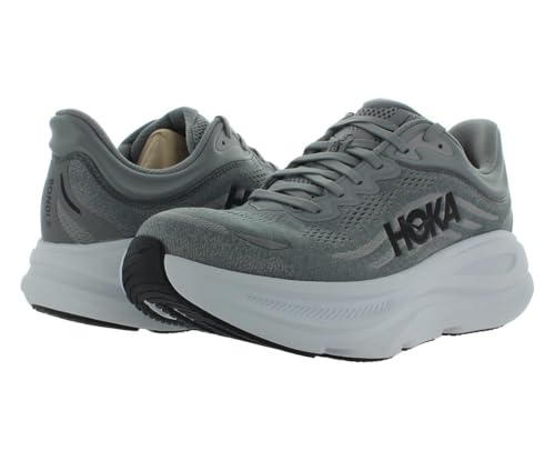 Image of HOKA Bondi 9 Wide Mens Shoes Size 13, Color: Galactic Grey /Stellar Grey