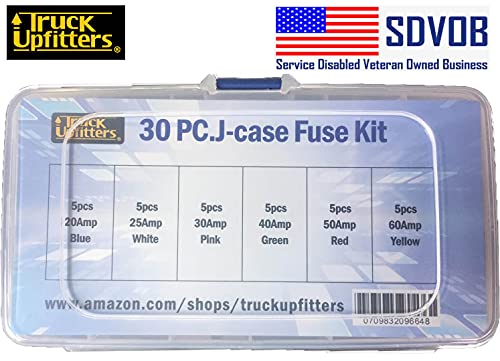 Truck Upfitters 30 Pc Automotive Low Profile Jcase Compatible Box Shaped Fuse Kit For Foreign And Domestic Pickup Trucks, Cars And Suvs. Comes With Carrying Case & 20, 25, 30, 40, 50, & 60 Amp Fuses! #TOP1