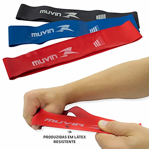 Kit Mini Band Muvin - Faixas Elásticas Circulares Com 3 Tensões - Diferentes Intensidades de Resistê