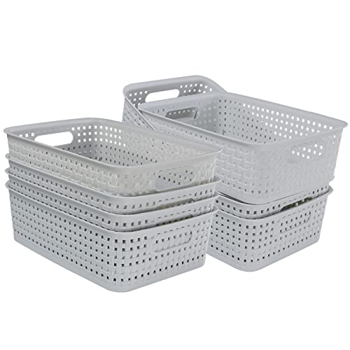 Speisekammer-Organisations- und Aufbewahrungsbehälter, Klassenzimmer-Bleistiftkorb, Bürobedarf, Körbe, Organisationsschalen für Zuhause, Küche, Schule, Klassenzimmer, Büro, 8 Stück (hellgrau) Cover