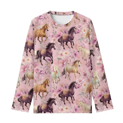Image of WELLFLYHOM Long Sleeve T-Shirt for Boys Girls 3-16 Years Old Tee Tops Crewneck Pullover Shirts Fall Outfits