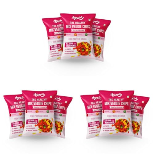 Image of Troovy Healthy Masala Vegetable Chips | Tasty & High Protein Snacks | 30% Of Protein Needs | No Palm Oil, Cholesterol or Trans Fats | 70g (Pack of 9)