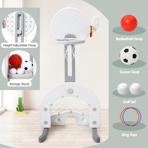 image for GarveeLife 7-in-1 Indoor Slide and Swing Set, Freestanding Toddler Sli