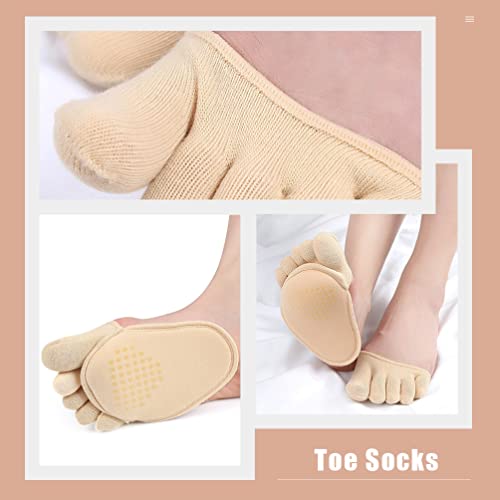 2pairs Anti-wear Half Palm Socks Invisible Five Finger Forefoot Socks for High Heels and Casual Shoes Moisture Absorbing and Breathable Cotton Design3