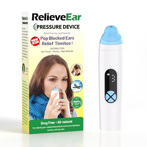 Eustachian Ear Pressure Balancer Tinnitus Relief for Ringing Ears | Air Dive and Altitude Use | Safe Ear Relief | White