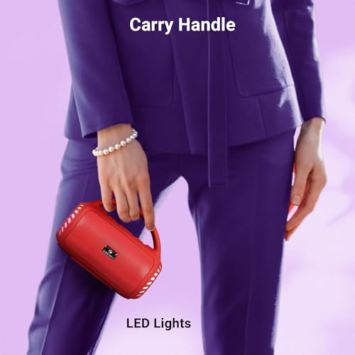 Image of Zebronics Portable Bluetooth Speaker, 8W, Upto 18 Hours Playback, BTv5.3, 32GB mSD, TWS, USB, 8 Multi-Color LED Modes, Call Function, Type-C Charge, Deep Bass, Carry Handle (County 5 Plus, Red)