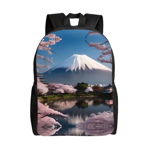 PHAYAH Mochila casual para laptop Mt. Fuji no início da primavera para homens e mulheres para meninos e meninas, mochila leve