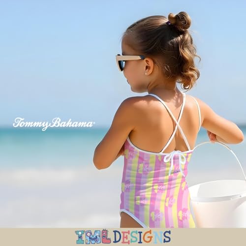 Image of Tommy Bahama Girls One Piece Swimsuit - Tropical Print, Cross-Back Bathing Suit - Quick-Drying Summer Swimwear for Kids