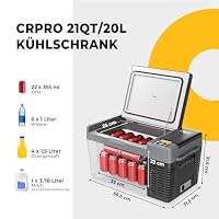 BougeRV CRPRO Kompressor Kühlbox 20L,-22℃~10℃, Kühlbox für Auto, Schwarz – Ansicht 4