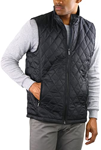 ToBeInStyle Men's Lightweight Quilted Puffer Zip Up Vest - Black - L