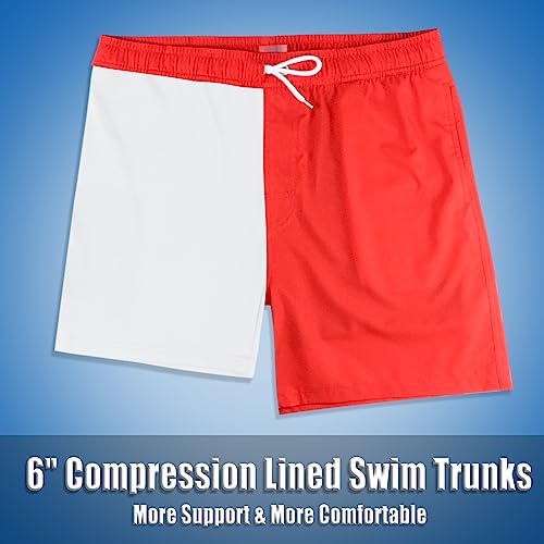 Image of Boys Swim Trunks with Boxer Brief Liner Compression Anti Chafe Swimming Shorts Stretchy UPF Quick Dry Swimsuit